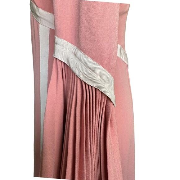 Prabal Gurung Rose Pink Pleated Sleeve A-Line V-Neck Cocktail Tea Dress 2 - Picture 4 of 11